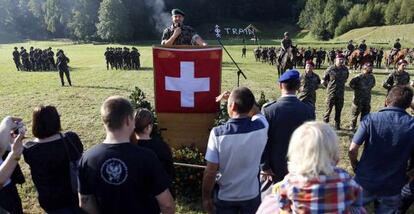 Día de las familias en una base militar suiza en Sand bei Schoehnbuehl.