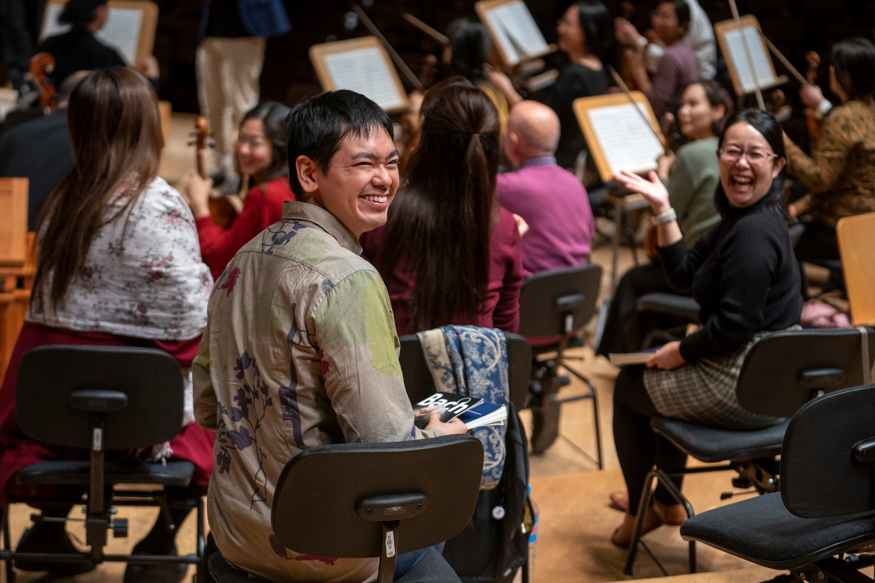 Músicos del Bach Collegium Japan, durante un ensayo general en el Auditorio Nacional en Madrid, el 10 de noviembre.