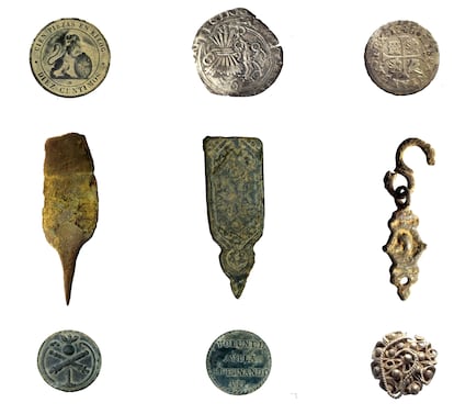 Nueve de los objetos encontrados en Gallegos de Argañan durante la prospección geomagnética.