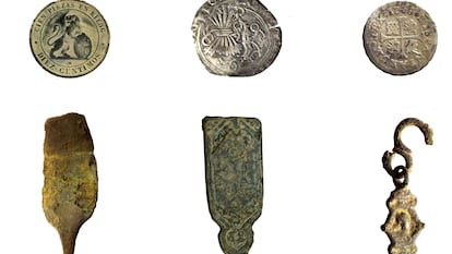 Nueve de los objetos encontrados en Gallegos de Argañan durante la prospección geomagnética.