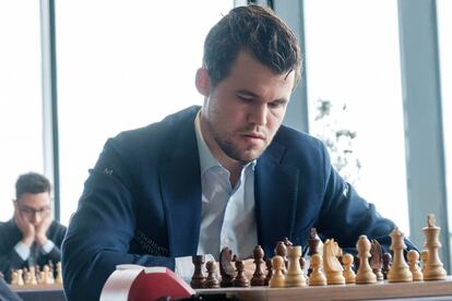 Magnus Carlsen, durante la última ronda, este lunes