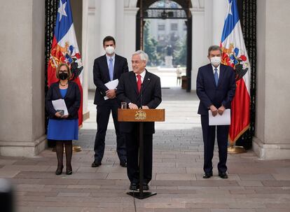 El presidente chileno, Sebastián Piñera, durante una conferencia de prensa del pasado martes.