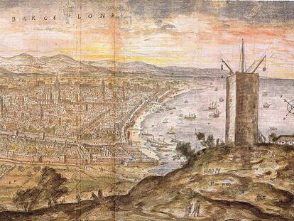 Vista de Barcelona al segle XVI, obra de Antony van den Wyngaerde.