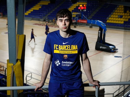 Juan Núñez, base del Barcelona, posa en el Palau el pasado martes.