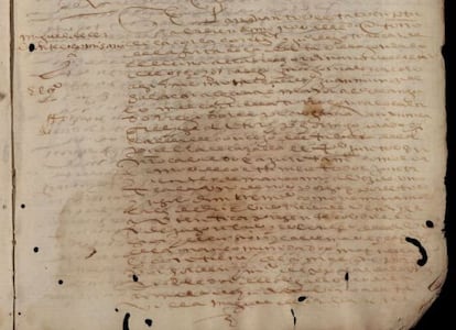 A close-up of one of the documents that identifies Cervantes as a royal tax collector.
