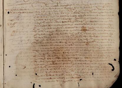 Detalle del documento que acredita a Miguel de Cervantes como recaudador de la Hacienda Real en La Puebla de Cazalla.