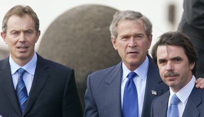 Tony Blair, George W. Bush i Jos&eacute; M&ordf; Aznar, a les A&ccedil;ores.