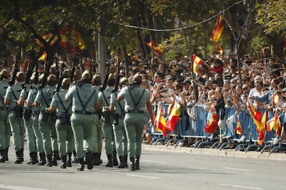 Legionarios desfilando en Madrid en la Fiesta Nacional de 2017.