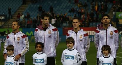 Thiago Alcántara, Javi Martínez, Azpilicueta y Diego Costa.