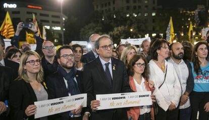 El presidente de la Generalitat, Quim Torra, en la protesta.