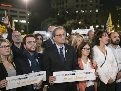 El presidente de la Generalitat, Quim Torra, en la protesta.