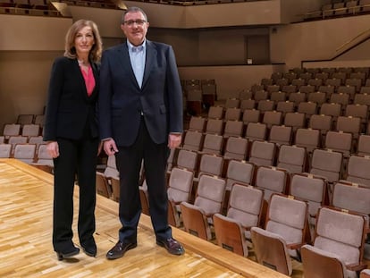 Félix Palomero y Amaya de Miguel, este martes en el Auditorio Nacional.