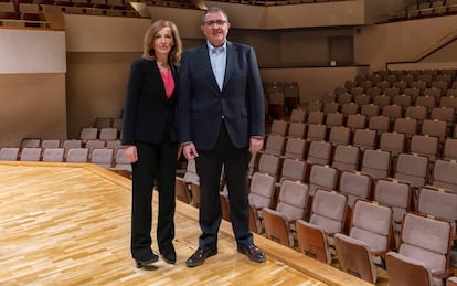 Félix Palomero y Amaya de Miguel, este martes en el Auditorio Nacional.