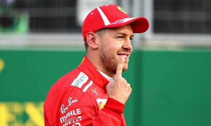 Sebastian Vettel, tras conseguir la Pole.