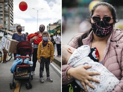 “Marcho para acompanhar os estudantes, por um futuro com melhor saúde e educação para os meus filhos”, diz Jessica Preciado, de 27 anos, faxineira de um colégio. Carrega nos braços Samuel, de oito meses, e coloca um lenço no rosto de Nicolás, seu filho de nove anos. Ao seu lado, a mãe, Ana Preciado, e no carrinho de bebê uma dúzia de ovos que acabam de lhes dar. Em alguns pontos das passeatas dão comida aos manifestantes. É a primeira vez que ela marcha em um mês de manifestações, mas diz que queria ter feito isso antes. “Marcho também por melhores oportunidades para mim”. É difícil: “Não dão trabalho porque você não tem estudos, porque não tem experiência ou porque é muito jovem. Então, o que se deve fazer? Sair na rua para vender ou fazer o que for”. Medo da violência nas manifestações? “Não. As redes sociais são muito censuradas, as notícias não contam as coisas como são”, diz Preciado.