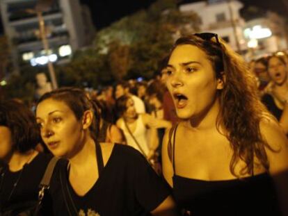 Manifestaci&oacute;n contra la violencia neonazi. este jueves en Atenas.