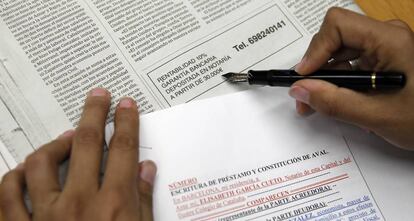 Anuncio con la rentabilidad del 10% junto con el borrador de préstamo y aval.