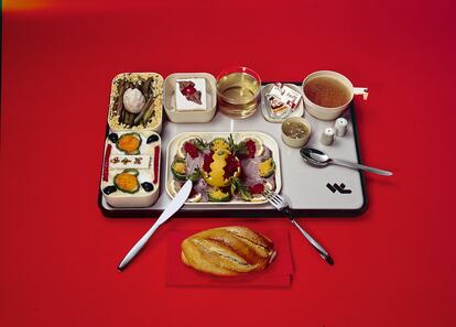 Bandeja de almuerzo en los TGV franceses durante los años ochenta.