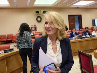 Elena Sánchez, a su salida de la Comisión de Presupuestos del Congreso