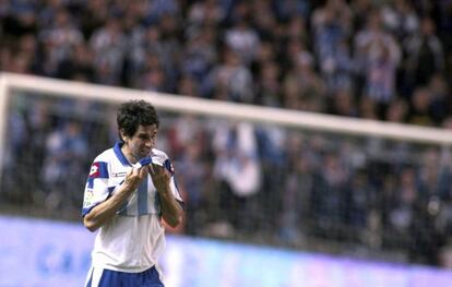 Juan Carlos Valerón, llorando tras el partido.