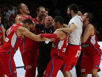Serbia celebra el pase a la final del pasado Mundial.