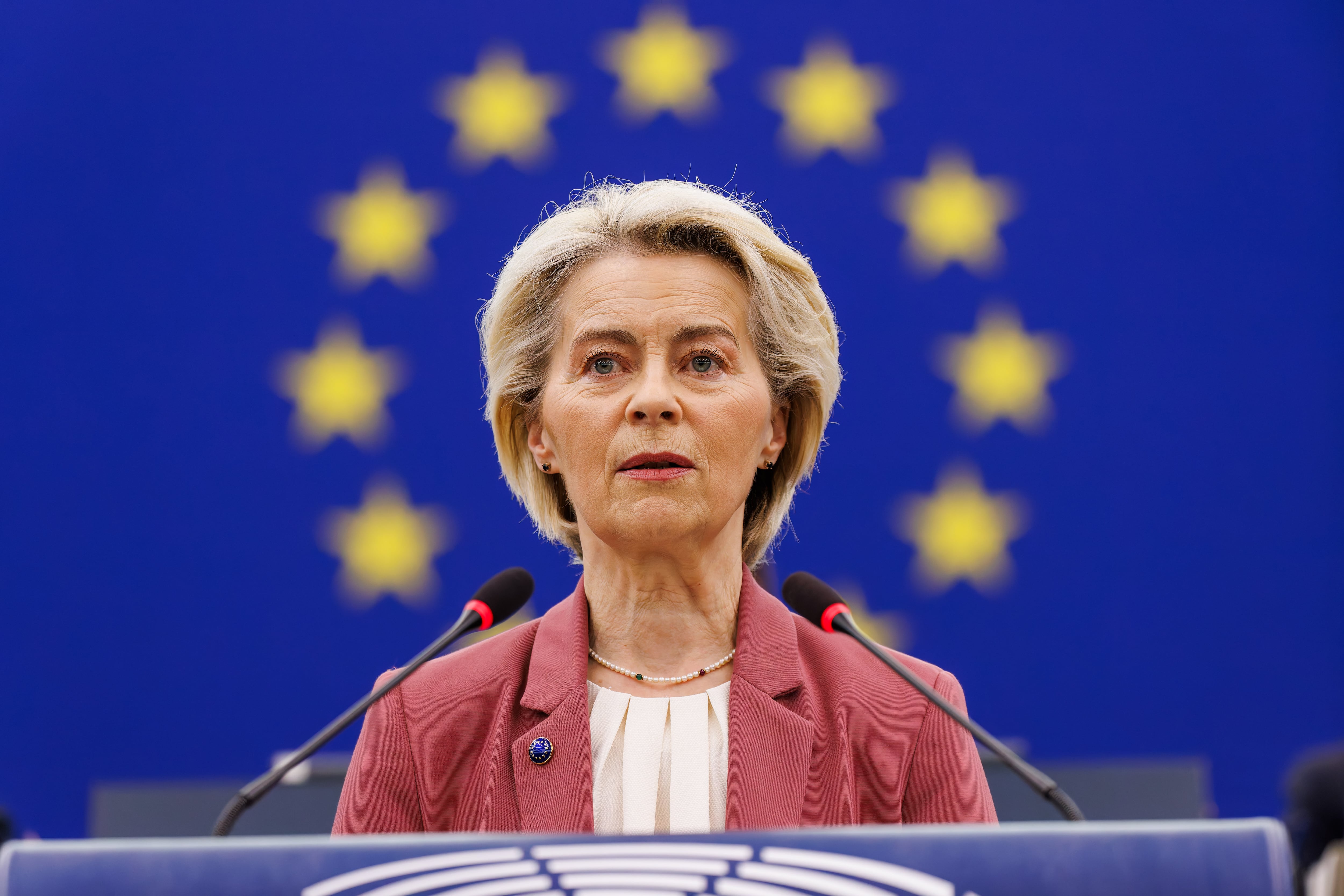 La presidenta de la Comisión Europea, Ursula von der Leyen, en el Parlamento Europeo.