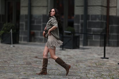 Raffaela Taschlizki, con minifalda de Michael Kors, en Berlín el pasado mes de junio.