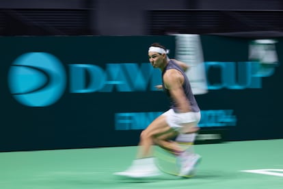 Nadal, durante un entrenamiento en el Martn Carpena de Mlaga.