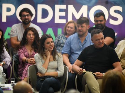 Irene Montero, junto a Juan Antonio Delgado, en un acto de Podemos el sábado en Málaga.