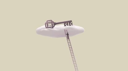 ILUSTRACION - LLAVE - ESCALERAS - NUBE