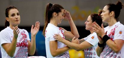 Las jugadoras de España, tras el partido.