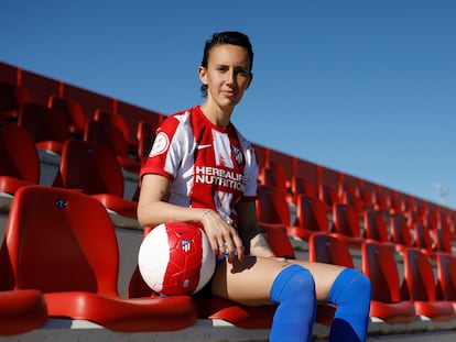 Virginia Torrecilla, en el Cerro del Espino de Majadahonda. Atlético