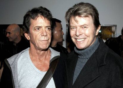 O encontro de dois gênios da música: Lou Reed e Bowie em 2006, no lançamento da exposição de fotos de Reed na Galeria Hermes, em NY.