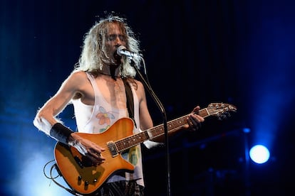 Robe Iniesta, durante un concierto de Extremoduro en septiembre de 2014 en Madrid.