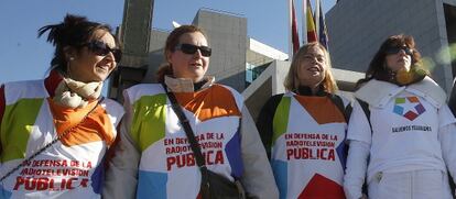 Concentración de trabajadores de Telemadrid.