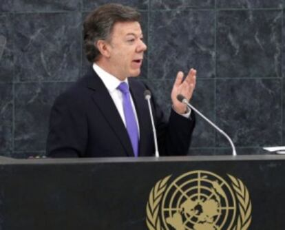 El presidente colombiano, en su intervención ante la ONU en septiembre.