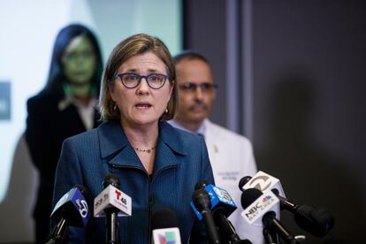 Sara Cody, responsable de sanidad del condado de Santa Clara (Silicon Valley), en una rueda de prensa en marzo.