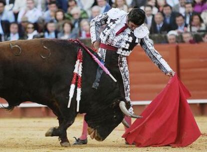 Morante de la Puebla, en su segundo toro en la Maestranza.