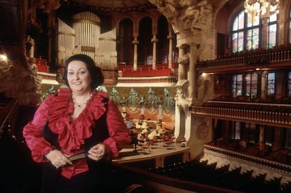 Montserrat Caballé fotografiada en el Palau de la Música en Barcelona.