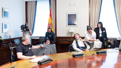 Varios pacientes de ELA acuden al Congreso de los Diputados, el pasado día 19.