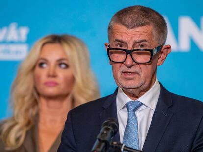 El primer ministro checo y líder del movimiento ANO, Andrej Babis, durante una conferencia de prensa en Praga.