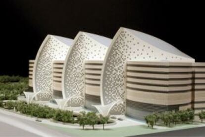 Maqueta del proyecto del futuro hospital de Doha.