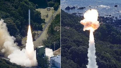 Secuencia del momento en el que el cohete 'Kairos' despega y estalla en Kushimoto, Wakayama.