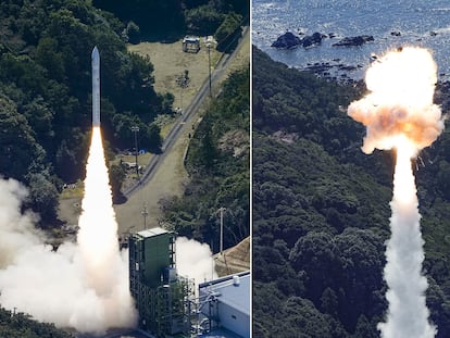 Secuencia del momento en el que el cohete 'Kairos' despega y estalla en Kushimoto, Wakayama.