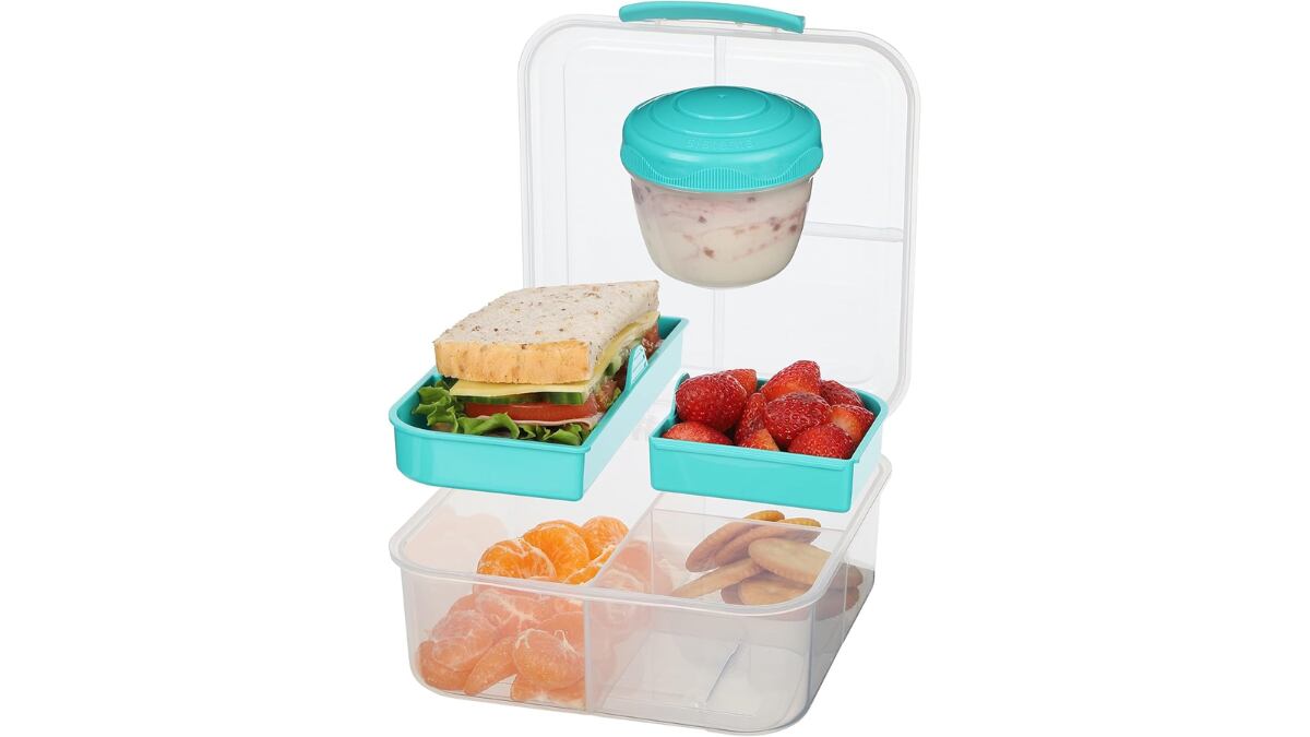 The lunch box has different compartments.