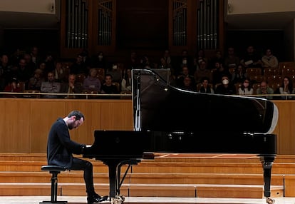 El pianista Igor Levit durante su recital, el pasado martes en el Auditorio Nacional de Madrid.