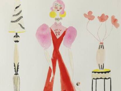 Uno de los dibujos que expone y vende la dise&ntilde;adora de moda Lydia Delgado.