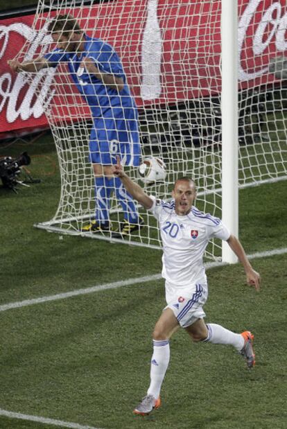 Kopunek, tras marcar el tercer gol de Eslovaquia.