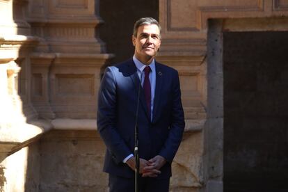 El presidente del Gobierno, Pedro Sánchez en su intervención previa a la XXIV Conferencia de Presidentes celebrada en Salamanca, este viernes.