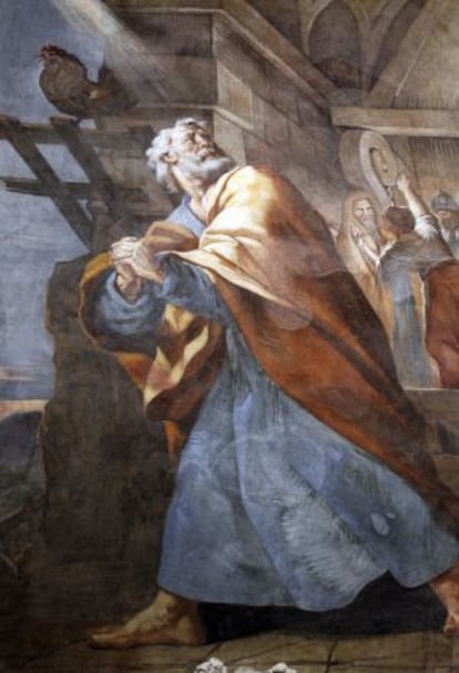 Uno de las pinturas de la capilla restaurada.